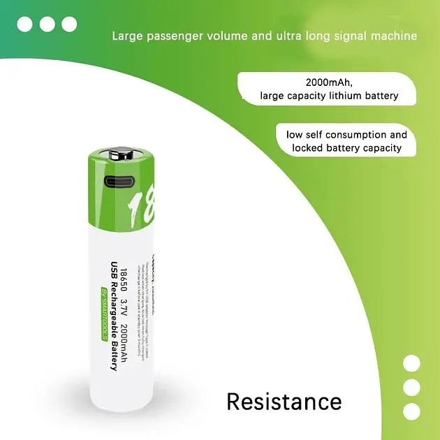 Акумулятор 18650 Smartoools 2000 mAh 3.7V батарейка із вбудованою зарядкою Type-C - фото 3