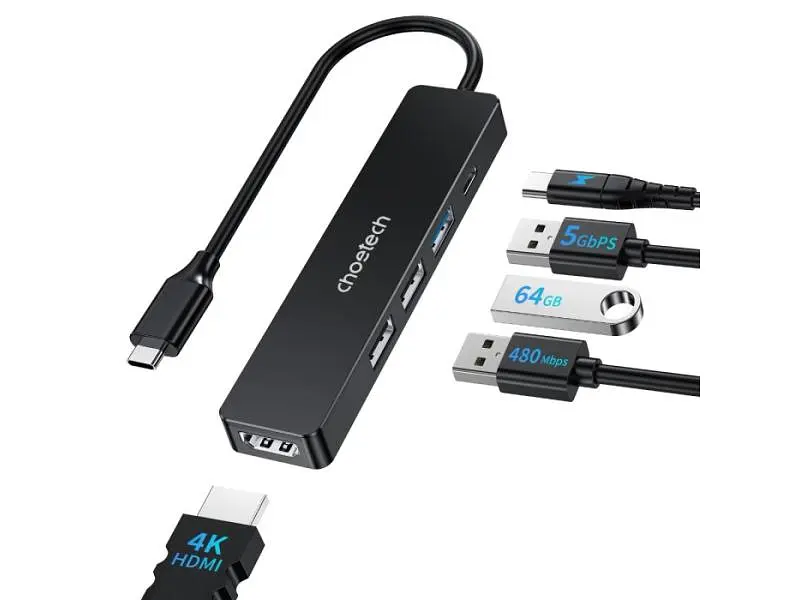 USB-хаб Choetech HUB-M80-BK 5-in-1 Black - фото 3