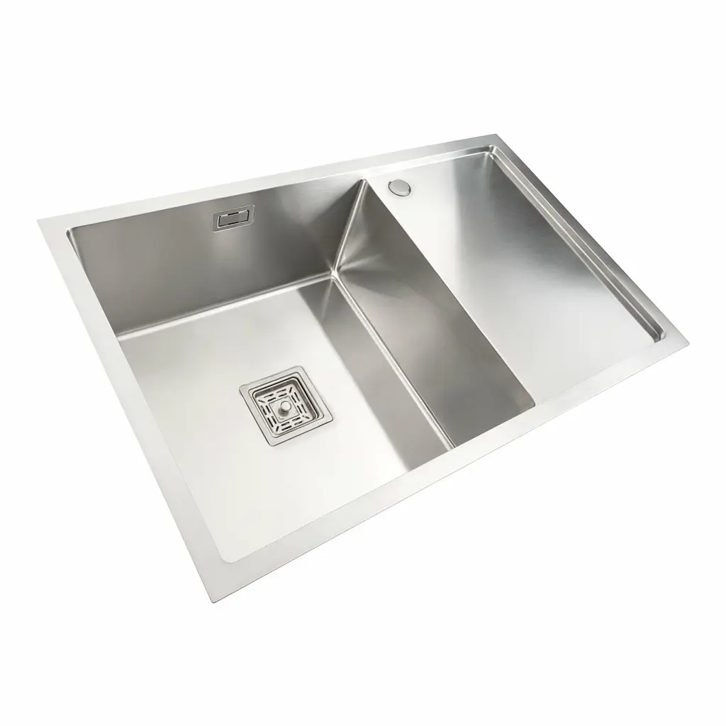Кухонна мийка Platinum Handmade нержавійка 78x50 L (один отвір, квадратний сифон, 3,0/1,0 мм), Нержавіюча сталь - фото 3