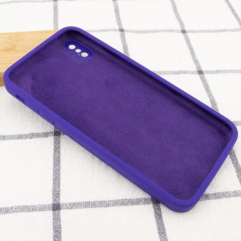 Чохол Silicone Case Square Full Camera Protective (AA) NOLOGO для Apple iPhone X / XS (5.8) Фіолетовий / Ultra Violet - фото 3