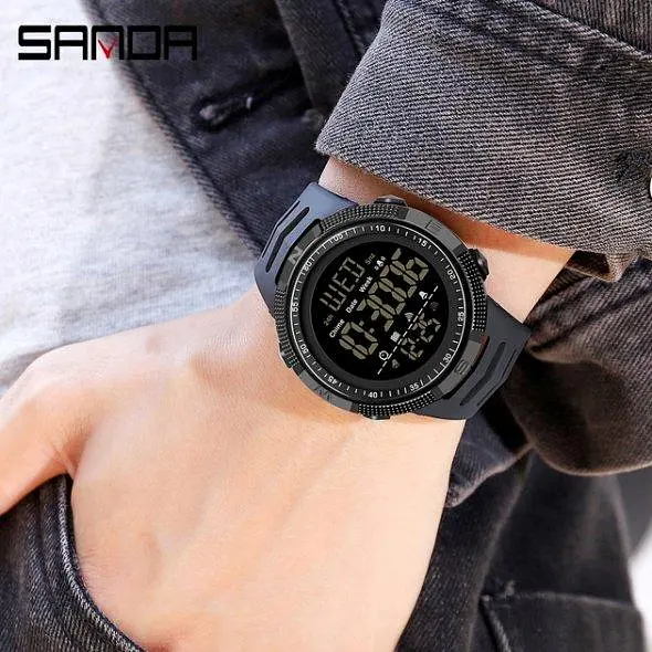 Водостійкий тактичний кварцовий годинник Sanda Spain black - фото 4