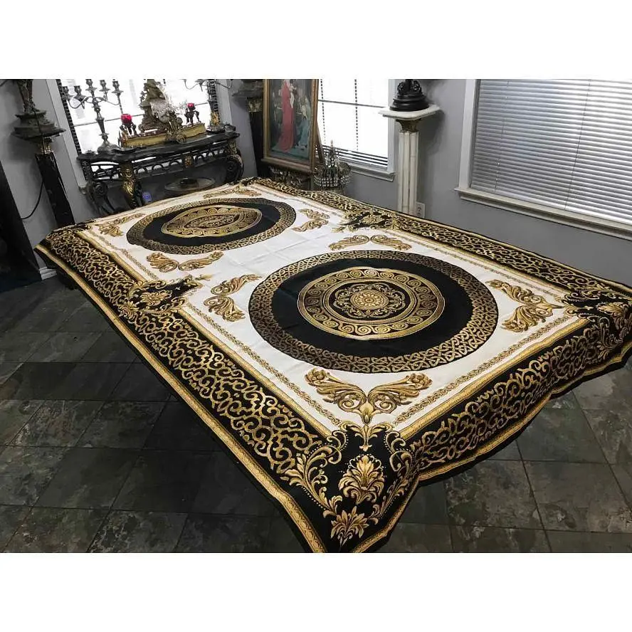 Скатертина Прованс Baroque 240х135 см чорно-біла з золотим (25446) - фото 6