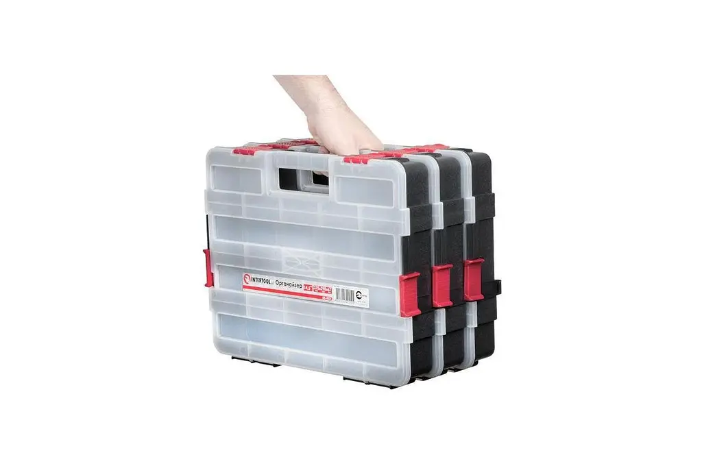 Органайзер для зберігання дрібних деталей із ручкою Intertool BX-4021 14.5" 375 x 280 x 67 мм - фото 4