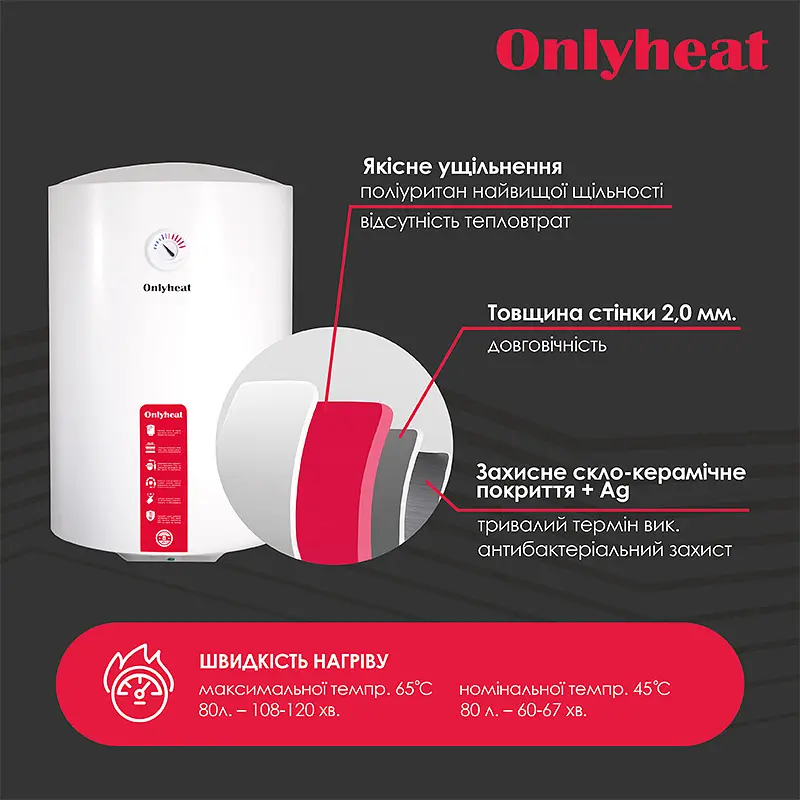 Бойлер OnlyHeat RS80L(wet) 80 л Білий - фото 4