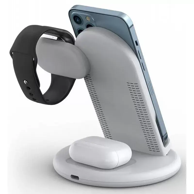 Бездротовий зарядний пристрій Wiwu Power Air 3-in-1 Wireless Charger White [PA3IN1] [73463] - фото 3