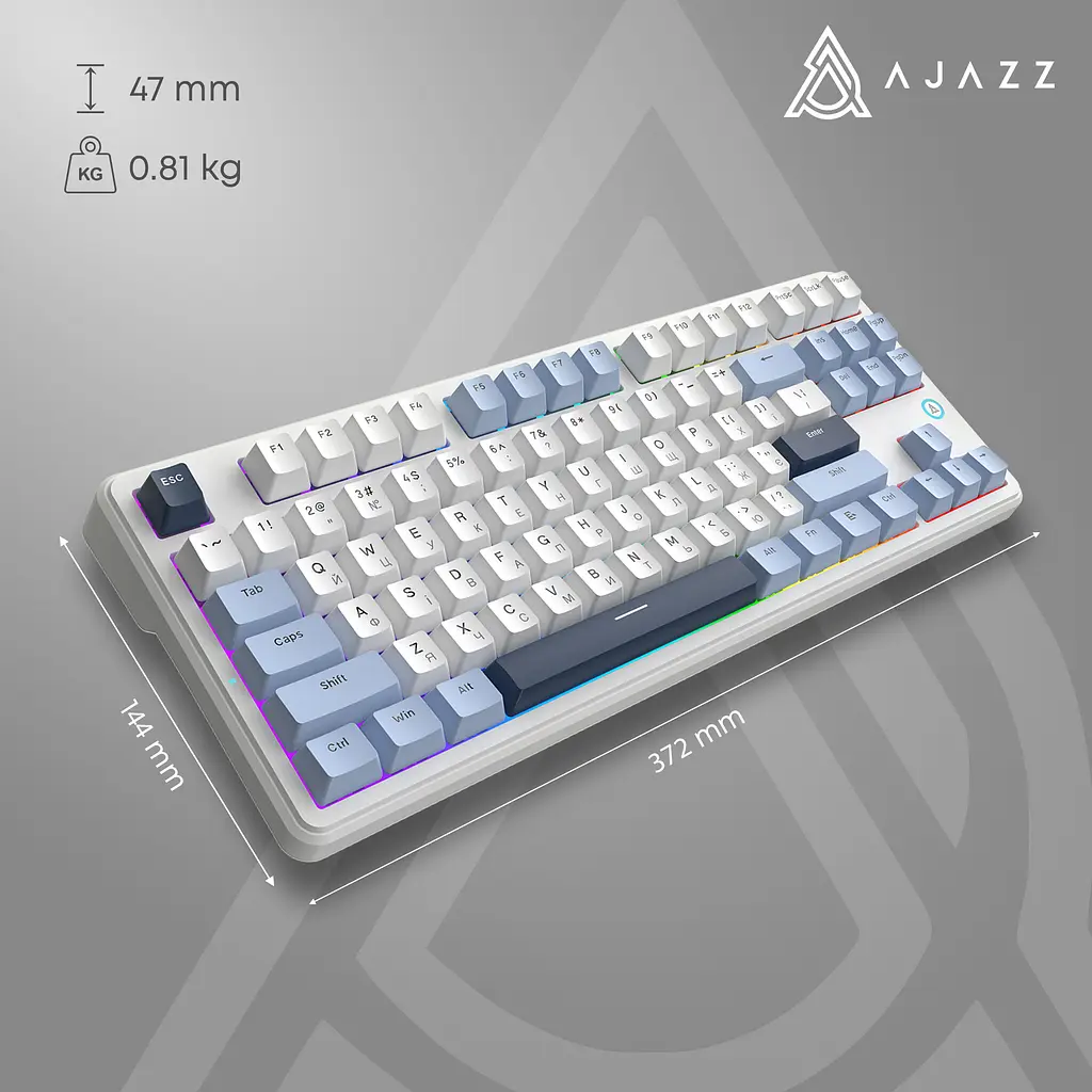 Клавіатура Ajazz AK870 V2 Flying Fish Switch White USB-C (AK870-V2-FF-BWB) - фото 8