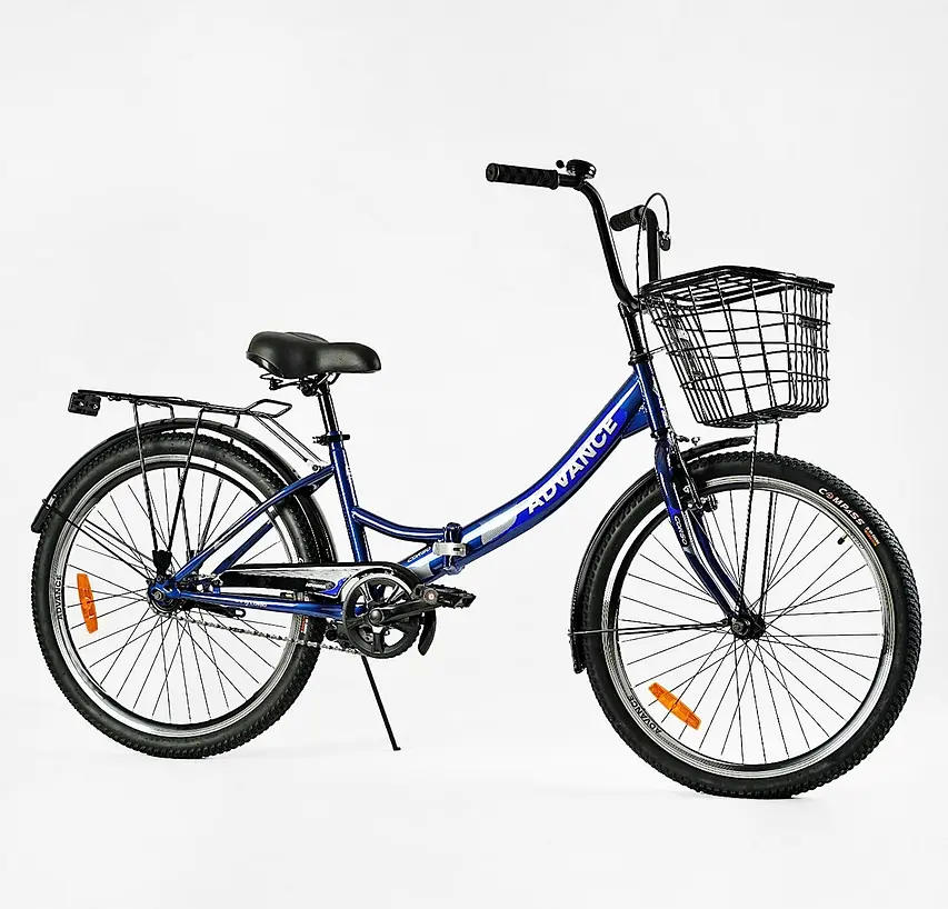 Велосипед складний 24``AD-24003 Advance Corso односкоростной, складная стальная рама 14``, корзина, багажник (6800065240038) - фото 3