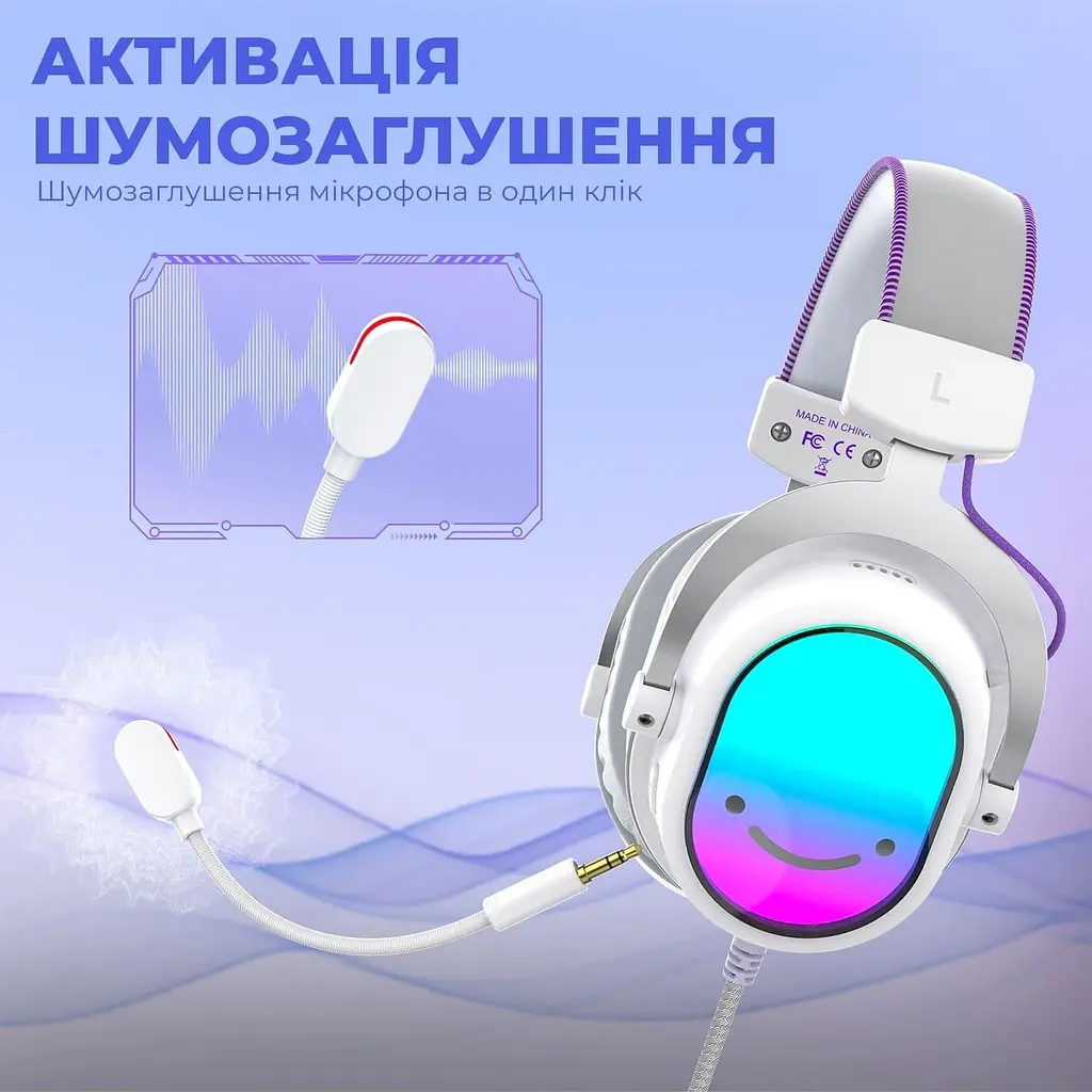 Ігрова гарнітура Fifine H16 7.1 RGB White (H16W) - фото 9