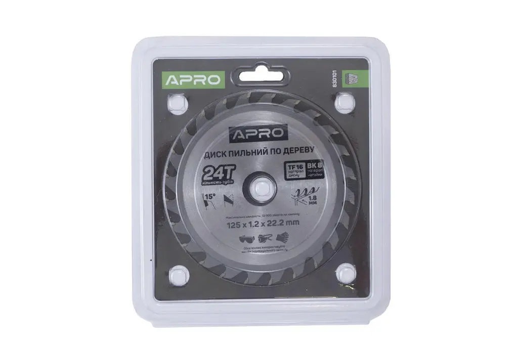 Диск пильний по дереву Apro 125 x 22.2 мм x 24T - фото 2