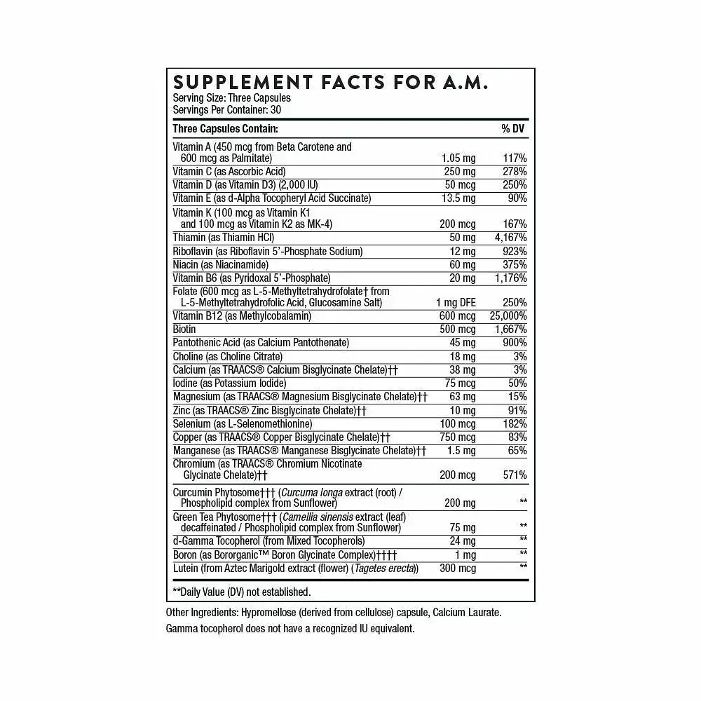 Мультивітаміни Thorne Multi-Vitamin Elite для прийому зранку та ввечері 2 флакони по 90 капсул - фото 11