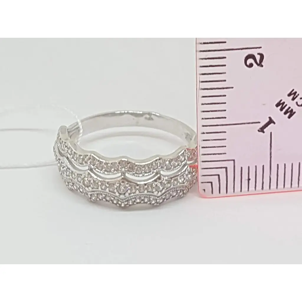 Срібне кільце Агні Шелест хвиль з фіанітами. 1604/1Р-CZ 18 17 - фото 5