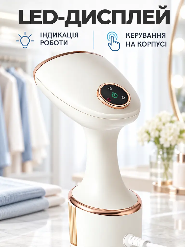Ручний вертикальний відпарювач 1500 Вт із резервуаром 250 мл білий (37261138) - фото 7
