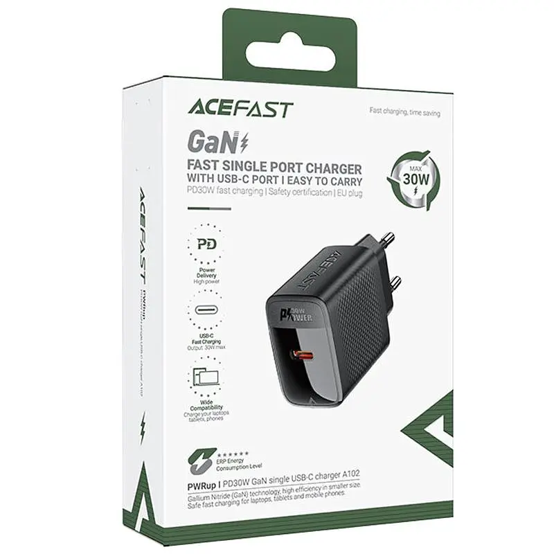 МЗП Acefast A102 PD30W GaN (1USB-C) Black - фото 2