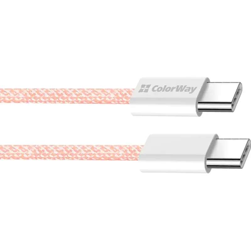 Дата кабель USB-C to USB-C 1.0m 60W 3.0А pink ColorWay (CW-CBPDCC061-P) - фото 3