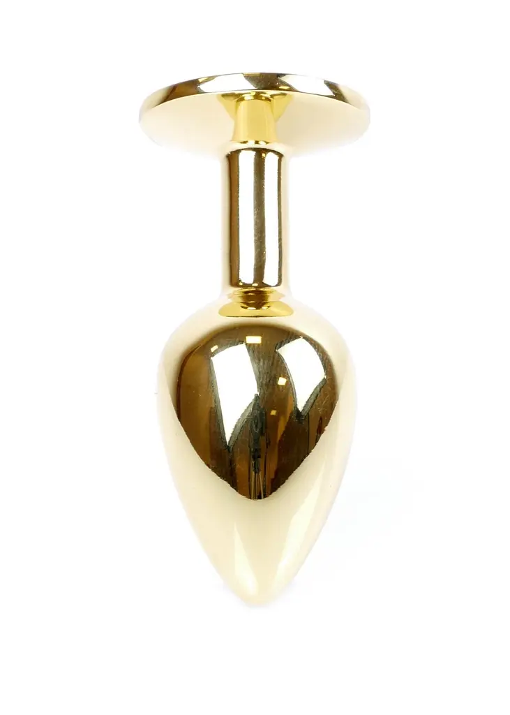 Анальна пробка з кристалом B - Series HeavyFun Plug-Jewellery Gold, 7 см (синій) - фото 6