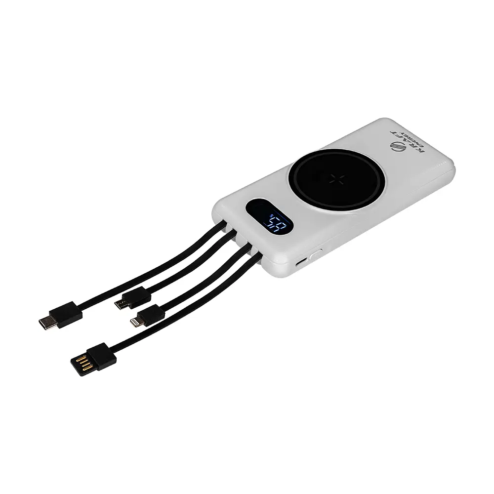 Повербанк 10000mAh Power Bank Kraft KPB-1110W White бездротова зарядка (43-00098) - фото 2