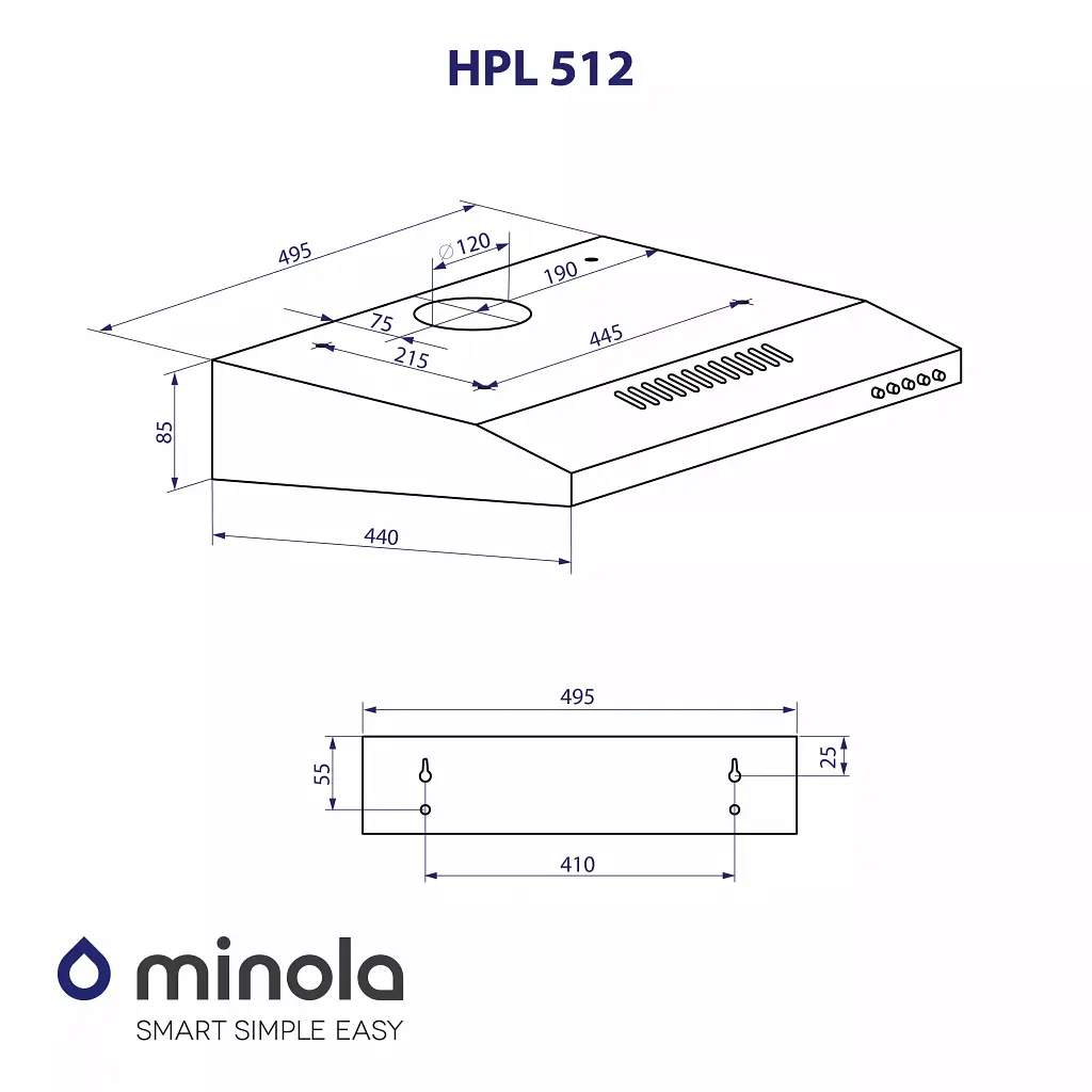 Витяжка плоска Minola HPL 512 WH - фото 11