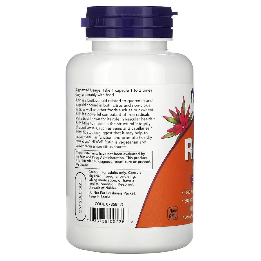 Вітаміни та мінерали NOW Rutin 450 mg, 100 вегакапсул - фото 3