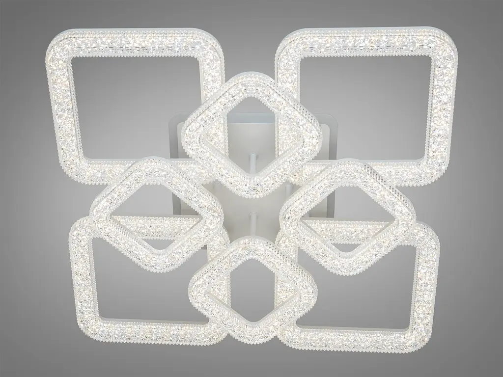 Потолочная светодиодная люстра с пультом, подсветкой, димером, 130W, белая - фото 4