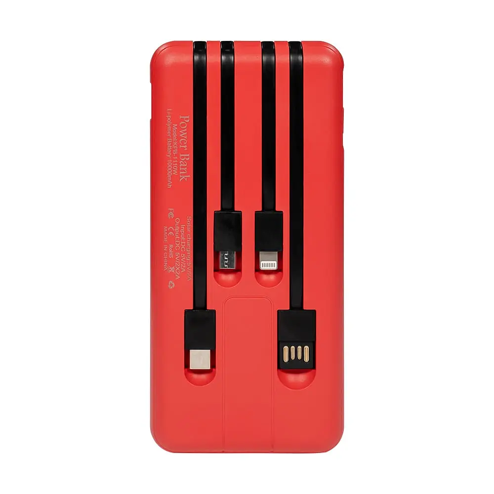 Повербанк 10000mAh Power Bank Kraft KPB-1110W Red беспроводная зарядка (43-00056) - фото 3