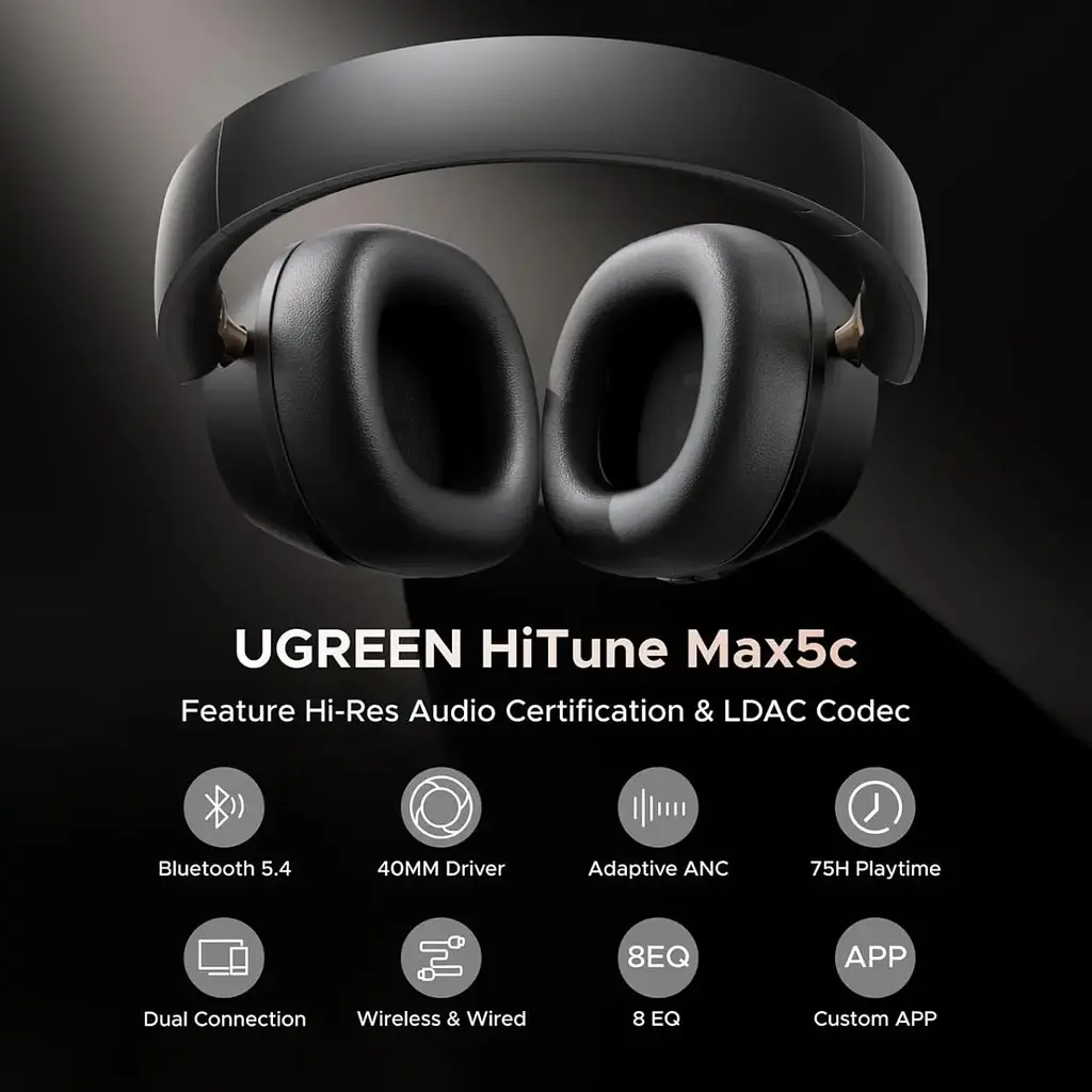 Навушники UGREEN HP203 HiTune Max5С Hybrid ANC Black - фото 5