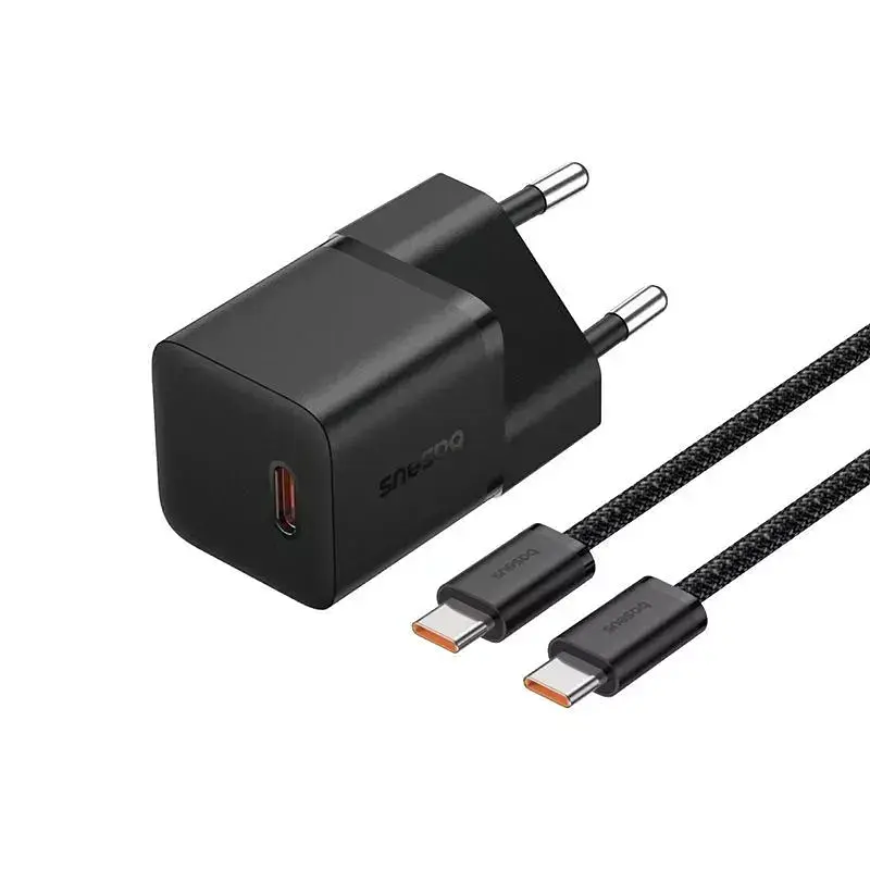 Мережевий зарядний пристрій Baseus GaN5 Fast Charger (Xiaomini) Type-C 20W + Cable Type-C to Type-C P10110900113-00 Black - фото 3