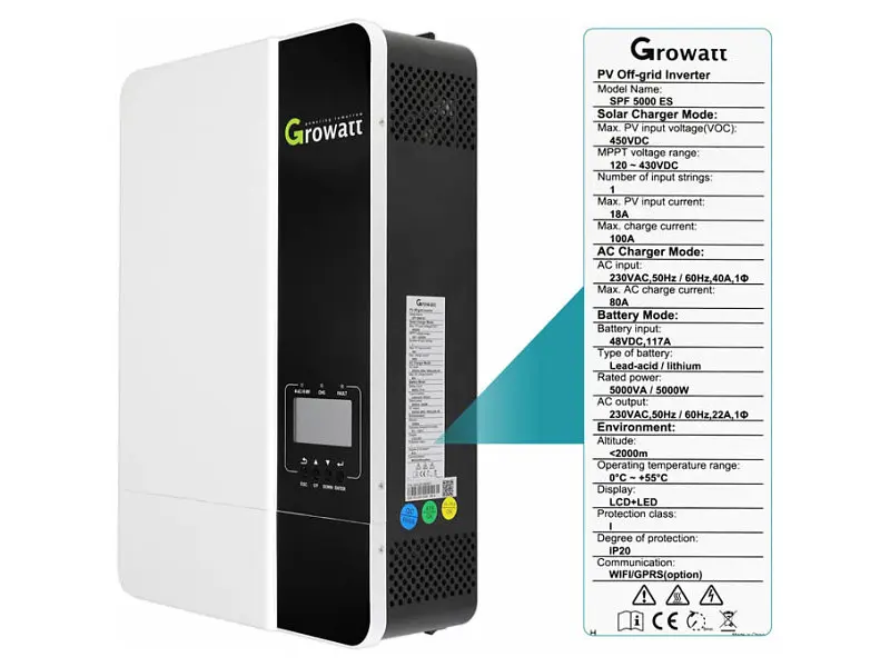Сонячний інвертор Growatt SPF 5000ES гібридний Wi-Fi - фото 3