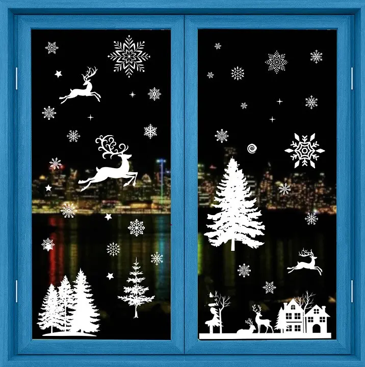 Набір новорічних наклейок на вікно New Year 9 14584 20×30 см 8 аркушів - фото 4