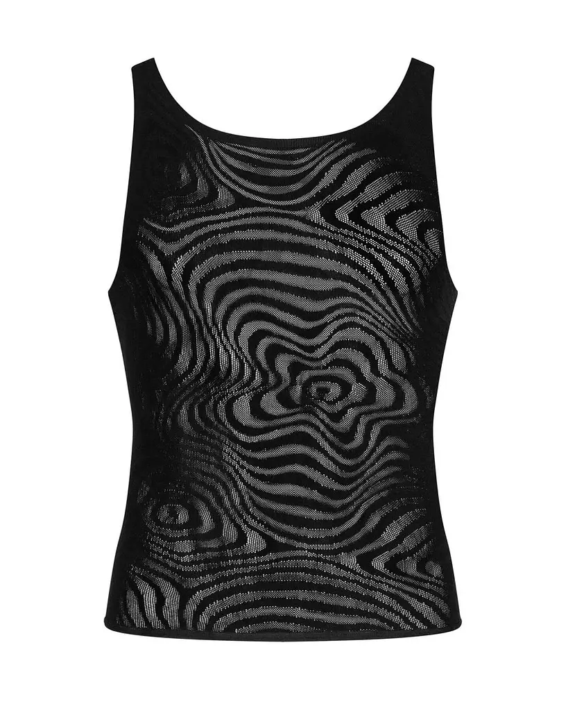 Мужская полупрозрачная майка-борцовка с узором Obsessive T103 tank top черная S/M/L - фото 5