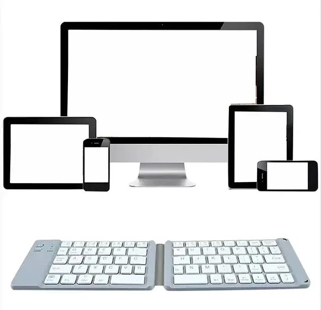 Бездротова Bluethooth міні клавіатура для IPAD, планшета, телефону, складана та портативна, White - фото 5