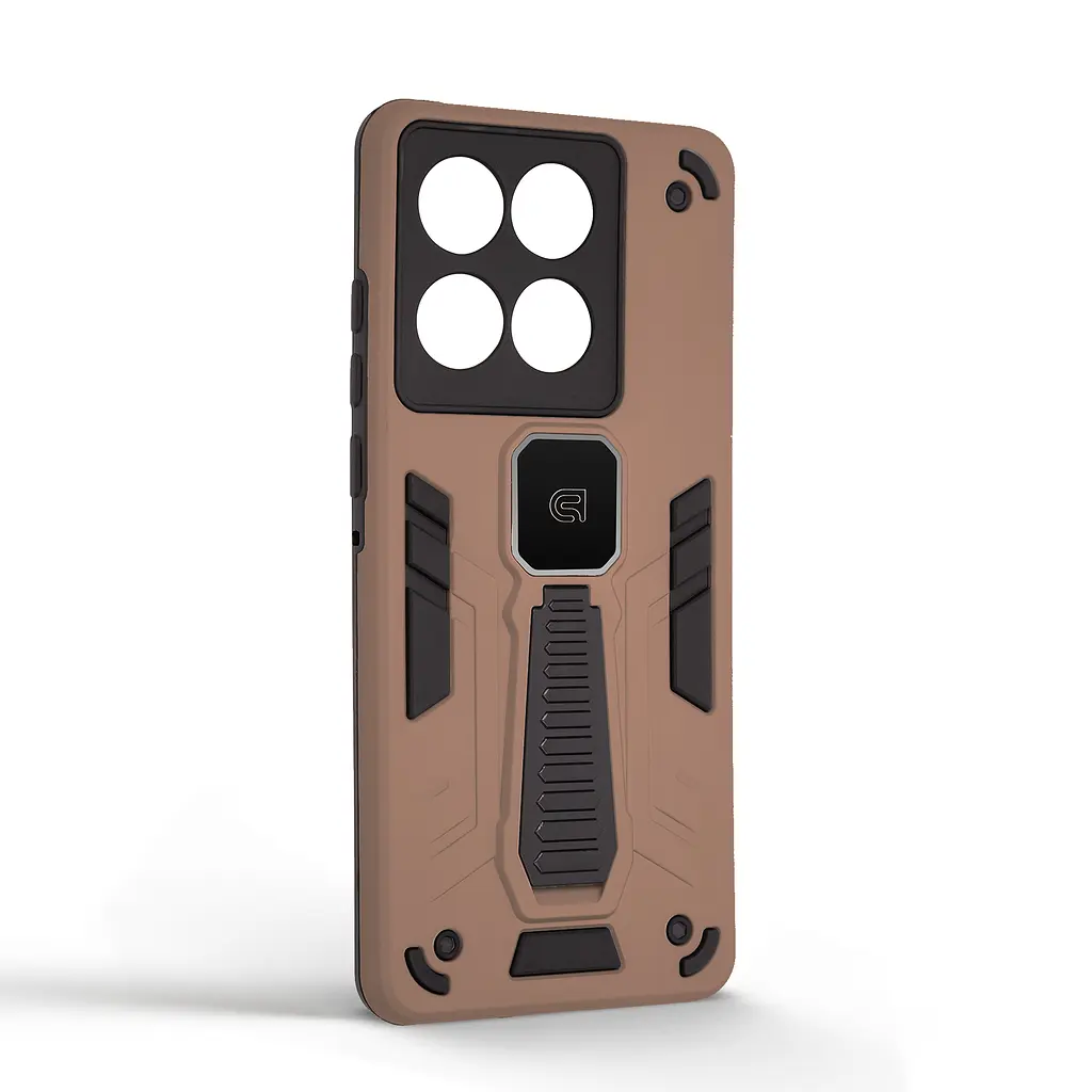Чехол для Motorola Edge 60 Fusion 5G/60 5G, Proover, коричневый, с подставкой и магнитом, противоударный, ударопрочный, бронированный, панель-накладка, защита всего корпуса, термополиуретан (TPU) + поликарбонат (PC), ArmorStandart (ARM86026) - фото 2