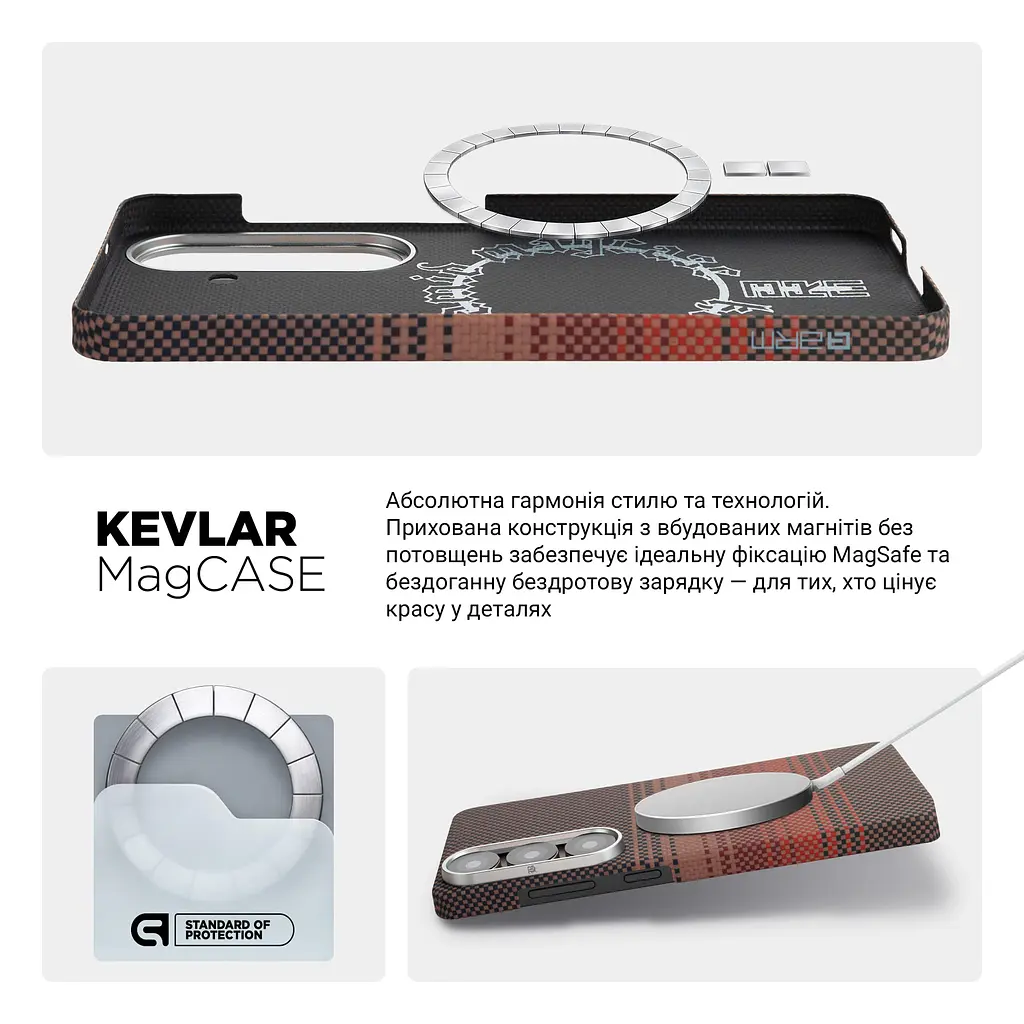 Защитный чехол для Samsung Galaxy S26 Plus 5G, BlackIcon Kevlar MagCase, кевларовый, разноцветный, панель, накладка с поддержкой MagSafe, противоударный, защита всего корпуса, усиленные углы, совместим с беспроводной зарядкой - фото 8