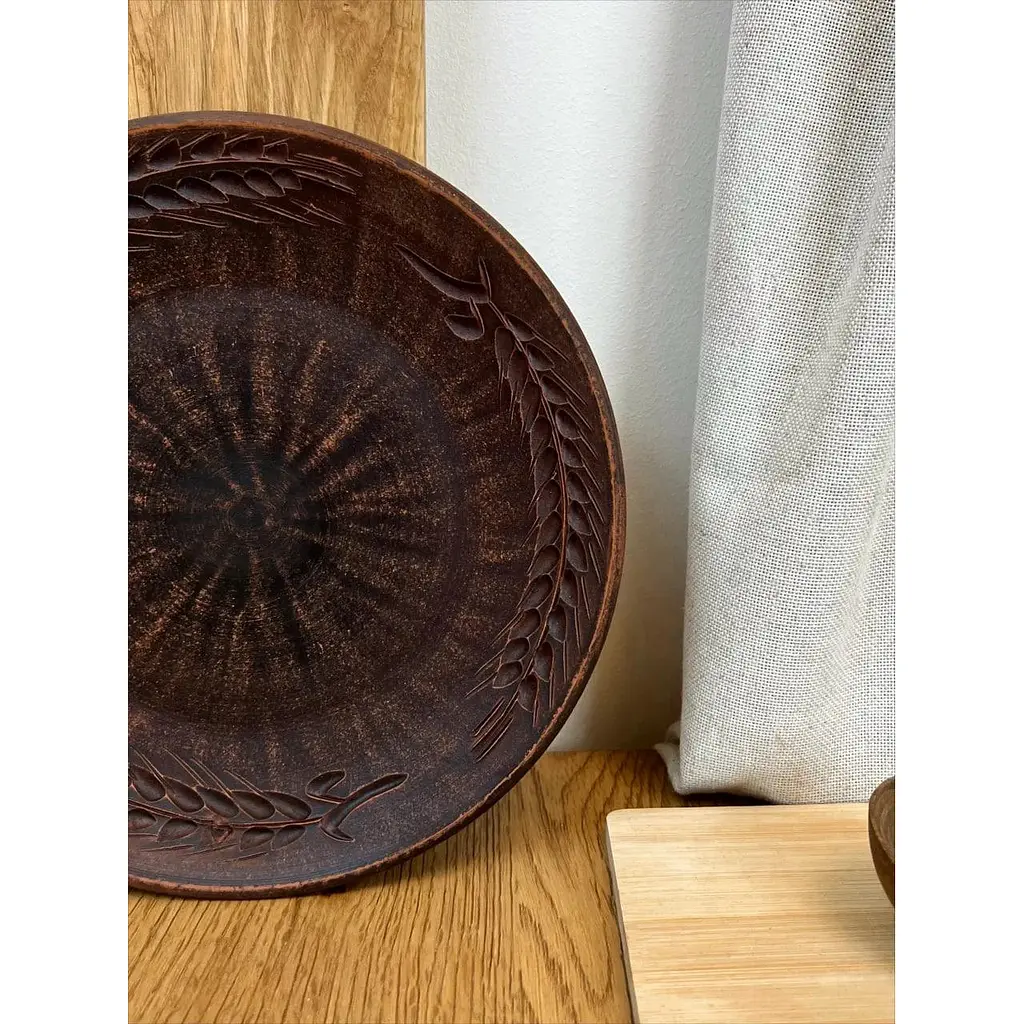 Тарілка 21 см керамічна (глиняна) різьблена Колосок - фото 3