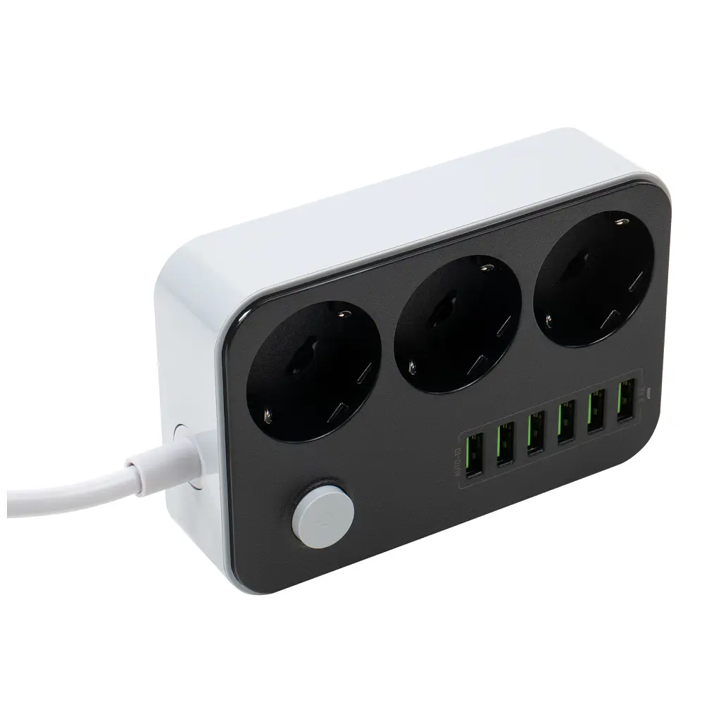 Мережевий фільтр живлення ColorWay CW-CHЕ36B, 3 розетки/6USB Black 1.8M (CW-CHE36B) - фото 3