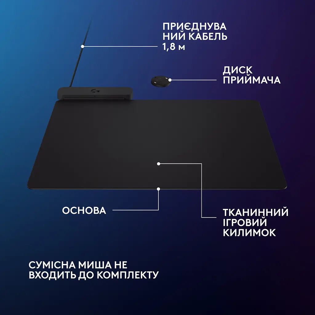 Ігрова поверхня Logitech G PowerPlay 2 Charging System Black (947-000003) [154497] - фото 12