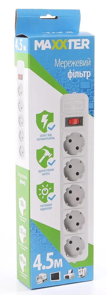 Мережевий фільтр 5 розеток 4.5м серий (SPM5-G-15G) - фото 2