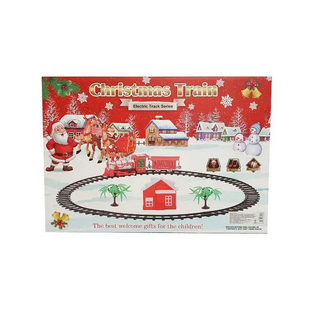 Залізниця Star Toys Christmas Train з вагончиком та будиночком різдвяний поїзд з музикою 101 см Червоний - фото 5