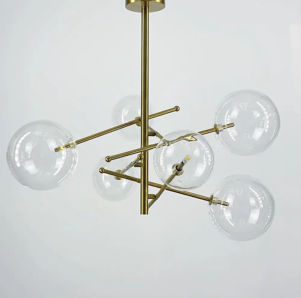 Люстра в корпусе металла цвета латунь на 6 или 8 прозрачных плафонов | Ст. Y 8828 | Line F - фото 9