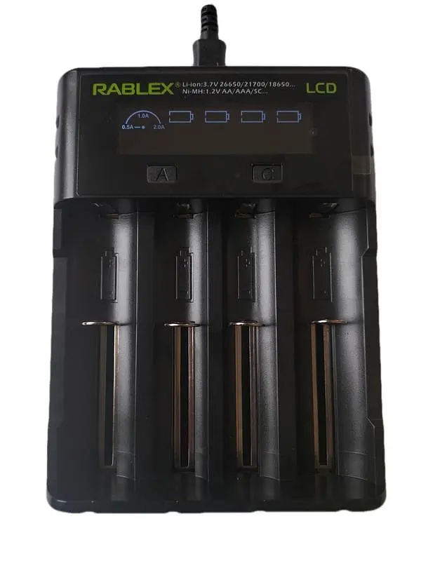 Зарядний пристрій для акумуляторів Rablex RB-405 з LCD дисплеєм А/АА/ААА/АААА/С/SC/F6 Hi-Cd Ni-MH