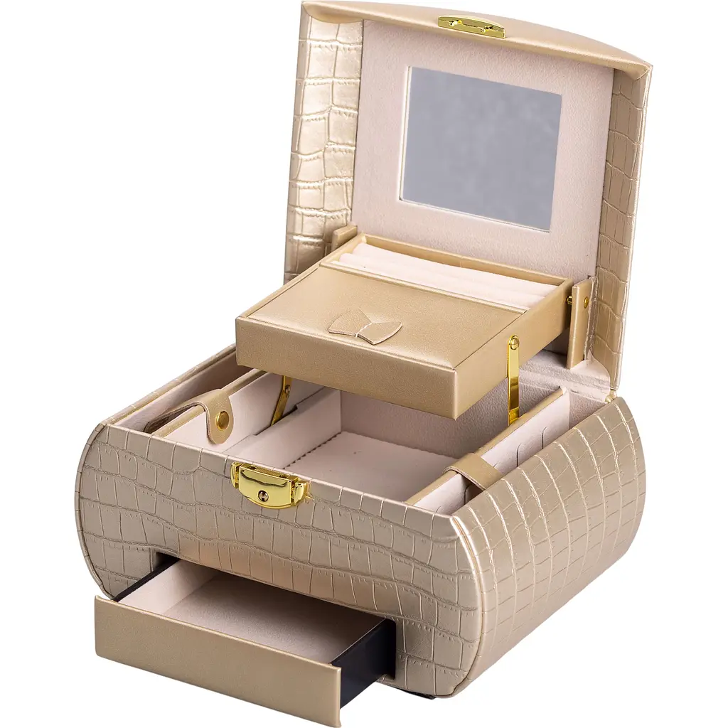 Кейс-органайзер Yiwu для прикрас із защіпкою 24x17x18 см золотистий HP-5-21GOLD - фото 5