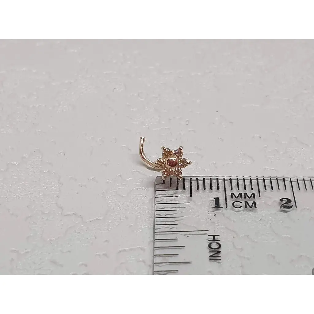 Золотая серьга-пирсинг в нос Dear с фианитами. 1040.8 - фото 4