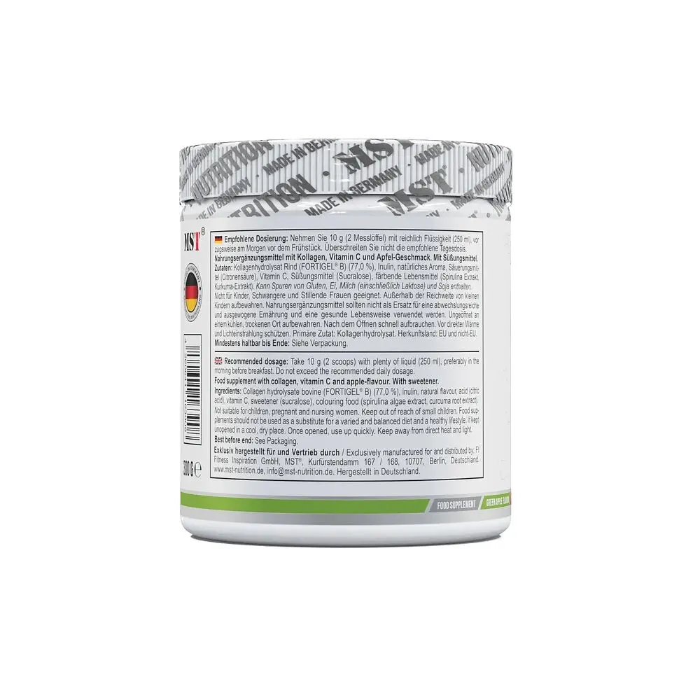 Препарат для суглобів і зв'язок MST Nutrition Collagen Peptides + Fortigel, 300 грам - Зелене яблуко - фото 3