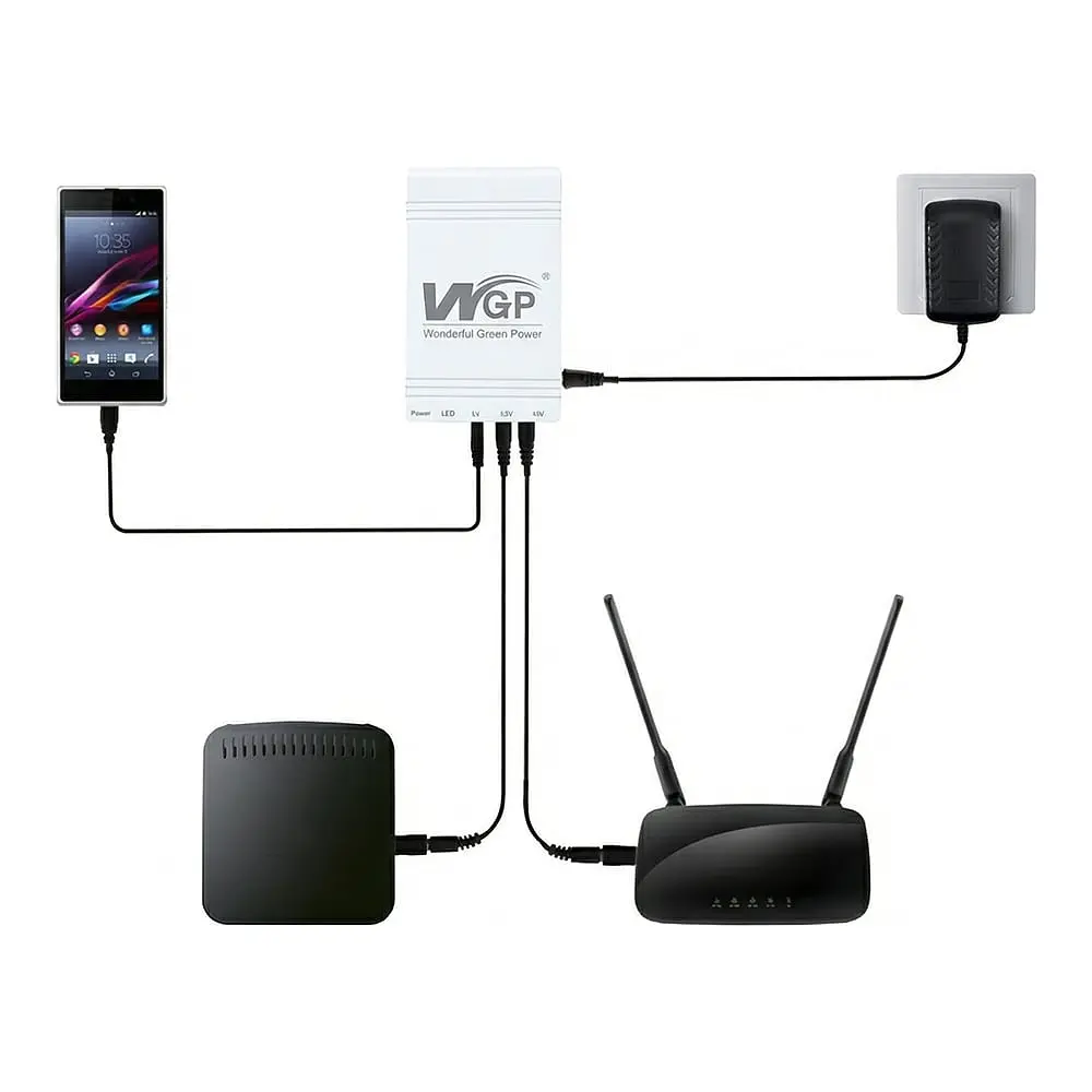 Джерело безперебійного живлення Mini UPS WGP UPS103C 16000mAh 5V/12V/12V, Li-ion 4*4Ah, для роутера та оптичного терміналу (42-00248) - фото 11