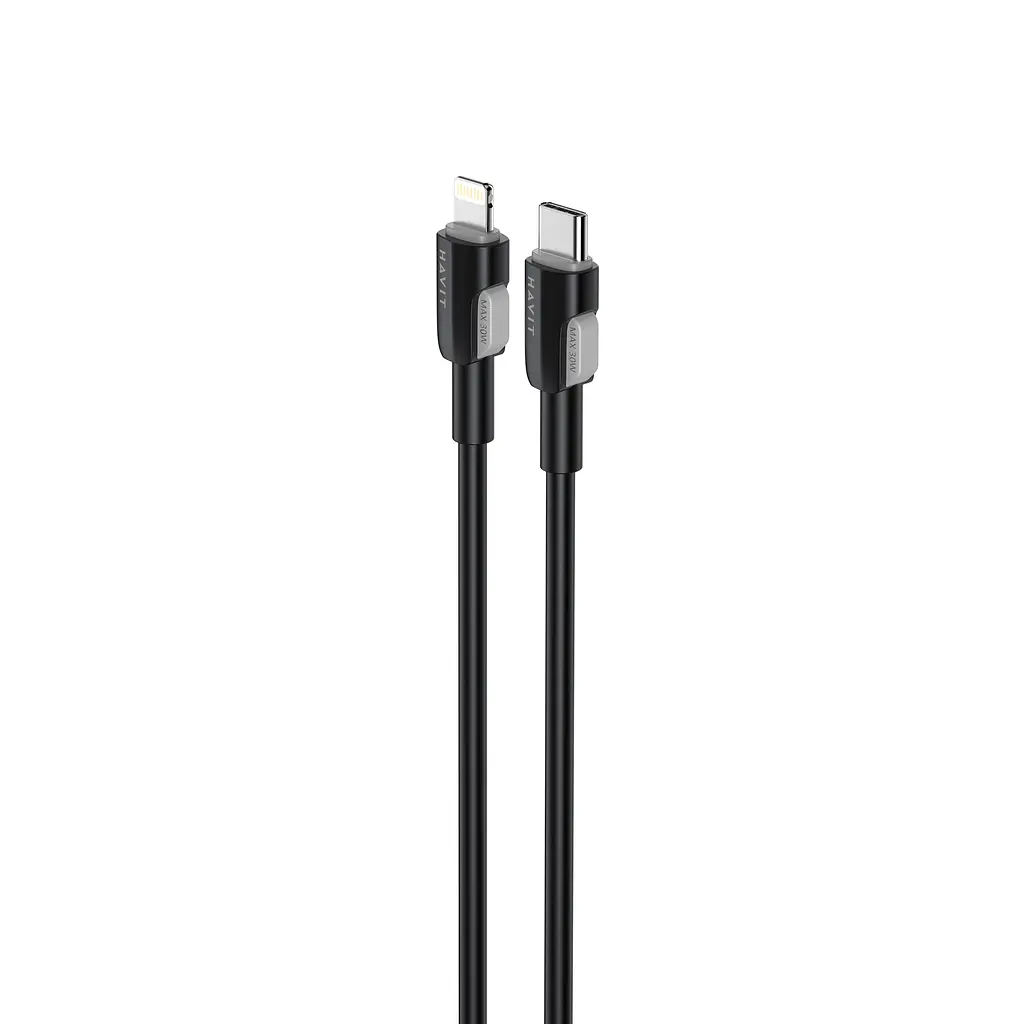 Кабель Havit CB309C PD30W USB-C - Lightning 1 м черный (HV-CB309C) - фото 2