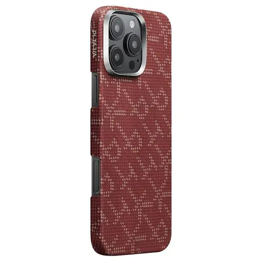 Карбоновий чохол Pitaka Tactile Woven Case PTK Classic Monogram Gold Red для iPhone 16 Pro Max (KI1602PTKP) - фото 2