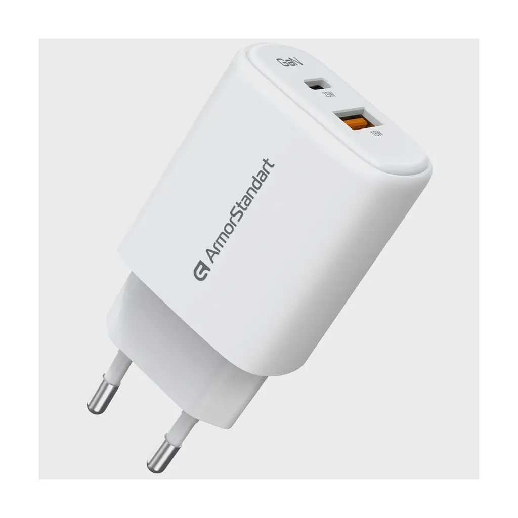 Зарядний пристрій Armorstandart 1xUSB-C + 1xUSB 25W GaN white (ARM89532) - фото 4