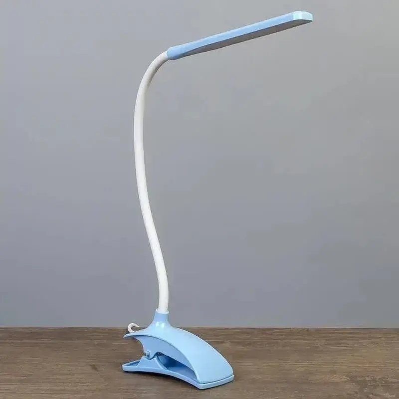 Світлодіодна настільна USB-лампа 14 LED гнучка на прищіпці з вимикачем UKC TUBE LIGHT 7388 блакитна