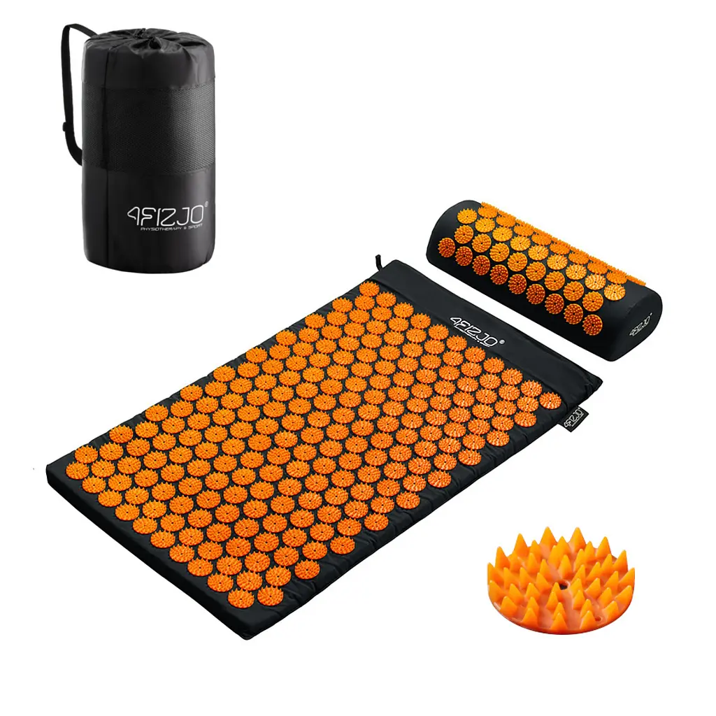 Килимок акупунктурний 4FIZJO Аплікатор Кузнєцова з валиком 72 x 42 см Black/Orange 4FJ0042 (P-5907222931752) - фото 4