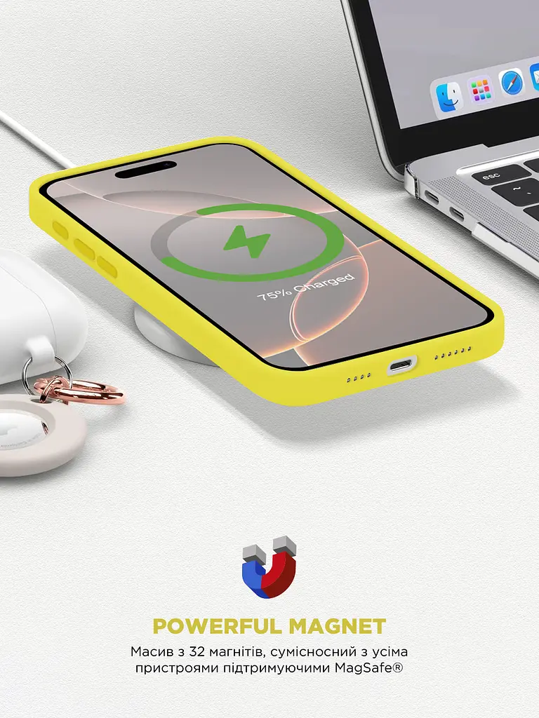Силиконовый чехол с MagSafe для Apple iPhone 16 Pro, ICON2 MagCase, желтый, противоударный, панель с мягкой подкладкой, защита всего корпуса, поддержка беспроводной зарядки, совместим с защитными стеклами и пленками, ArmorStandart (ARM81320) - фото 9