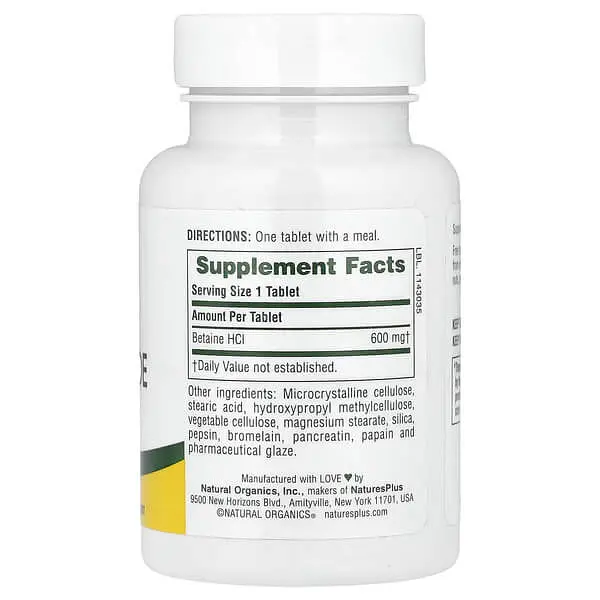 Бетаїн Betaine Hydrochloride 600 mg 90 таблеток NaturesPlus vit0006493 - фото 2